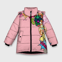 Куртка зимняя для девочки Sticker boom!, цвет: 3D-черный