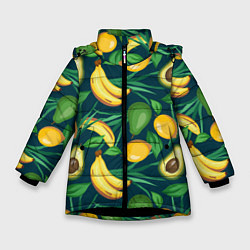 Куртка зимняя для девочки Фрукты, цвет: 3D-черный