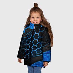 Куртка зимняя для девочки 3D luxury blue 3Д СОТЫ и плиты, цвет: 3D-красный — фото 2