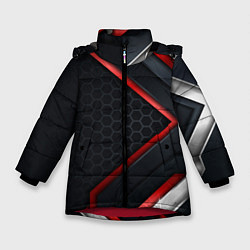 Куртка зимняя для девочки Luxury Black 3D СОТЫ, цвет: 3D-красный