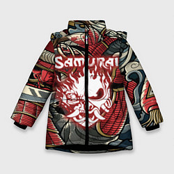 Куртка зимняя для девочки SAMURAI CYBERPUNK NINJA, цвет: 3D-черный