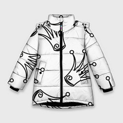 Куртка зимняя для девочки Короны, цвет: 3D-черный