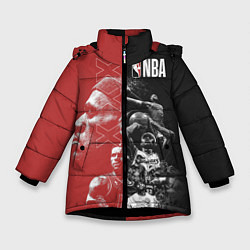 Куртка зимняя для девочки NBA, цвет: 3D-черный