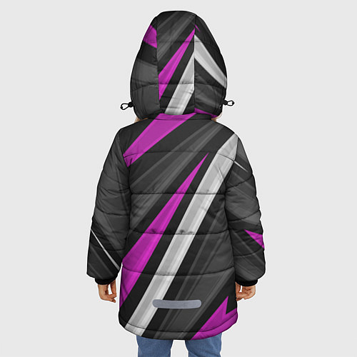 Зимняя куртка для девочки Спортивные линии / 3D-Черный – фото 4