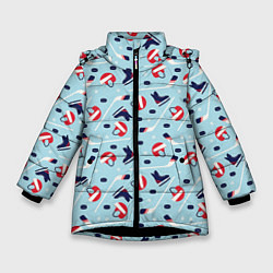 Куртка зимняя для девочки Hockey Pattern, цвет: 3D-черный