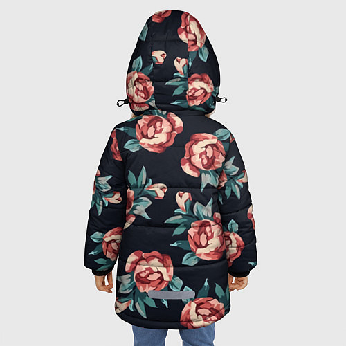 Зимняя куртка для девочки Розы / 3D-Черный – фото 4