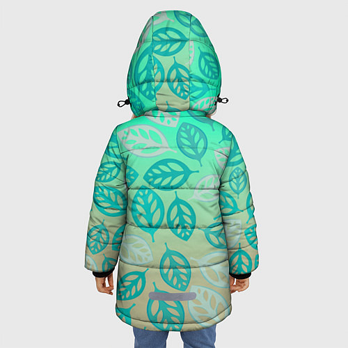 Зимняя куртка для девочки Узор из листиков / 3D-Черный – фото 4