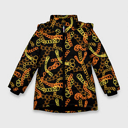 Зимняя куртка для девочки Цветные цепи, абстракция