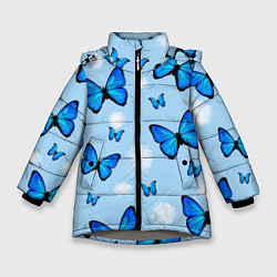 Куртка зимняя для девочки Бабочки Моргенштерна, цвет: 3D-светло-серый