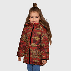 Куртка зимняя для девочки Дракон, цвет: 3D-светло-серый — фото 2