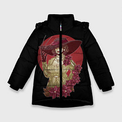 Куртка зимняя для девочки Мадам Димитреску, цвет: 3D-черный