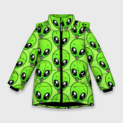 Куртка зимняя для девочки Инопланетяне, цвет: 3D-черный