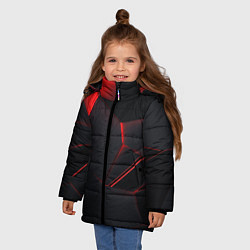 Куртка зимняя для девочки Красные плиты 3D, цвет: 3D-светло-серый — фото 2