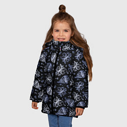 Куртка зимняя для девочки Раковины и звезды, цвет: 3D-черный — фото 2