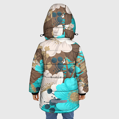 Зимняя куртка для девочки Красивые цвеТы / 3D-Черный – фото 4