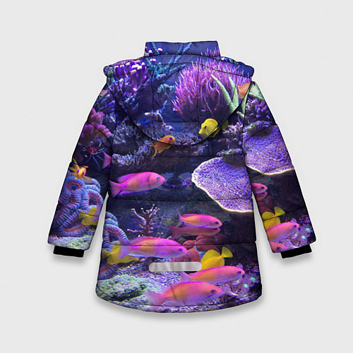 Зимняя куртка для девочки Коралловые рыбки / 3D-Светло-серый – фото 2
