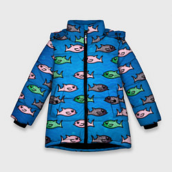 Куртка зимняя для девочки Рыбки, цвет: 3D-черный