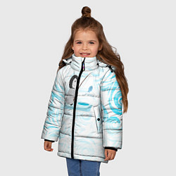 Куртка зимняя для девочки Пингвин рыбачит, цвет: 3D-светло-серый — фото 2