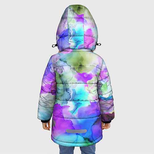 Зимняя куртка для девочки Акварельная краска / 3D-Черный – фото 4