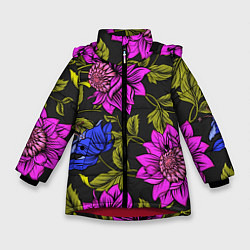 Зимняя куртка для девочки Цветочный Паттерн