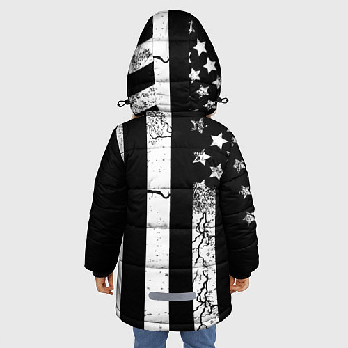 Зимняя куртка для девочки ЗВЕЗДНО-ПОЛОСАТЫЙ / 3D-Черный – фото 4