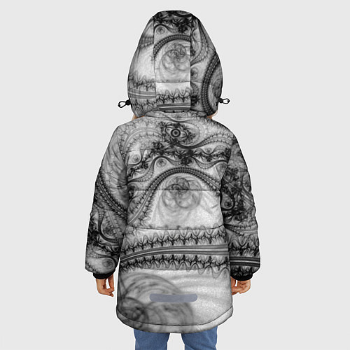 Зимняя куртка для девочки Spilled ink Texture / 3D-Черный – фото 4
