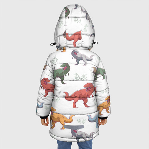 Зимняя куртка для девочки Разноцветные тираннозавры / 3D-Черный – фото 4