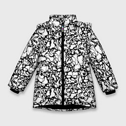 Куртка зимняя для девочки Абстрактная жидкость, цвет: 3D-черный