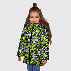 Куртка зимняя для девочки 3D звездочки, цвет: 3D-черный — фото 2