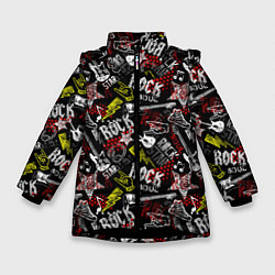 Куртка зимняя для девочки ROCK MUSIC, цвет: 3D-черный