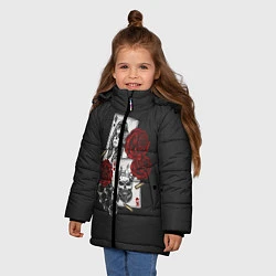 Куртка зимняя для девочки Карты, цвет: 3D-черный — фото 2