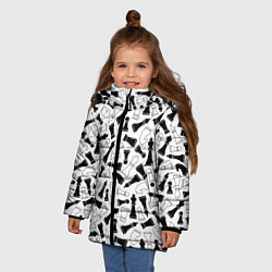 Куртка зимняя для девочки Шахматы, цвет: 3D-черный — фото 2