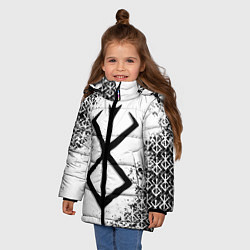 Куртка зимняя для девочки БЕРСЕРК logo чб, цвет: 3D-светло-серый — фото 2