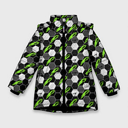 Куртка зимняя для девочки Текстура мяча, цвет: 3D-черный