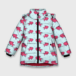 Куртка зимняя для девочки Рыбки, цвет: 3D-красный