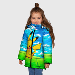 Куртка зимняя для девочки Уставший Пикачу, цвет: 3D-черный — фото 2