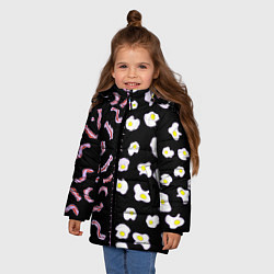 Куртка зимняя для девочки Яичница с беконом, цвет: 3D-черный — фото 2