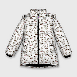 Куртка зимняя для девочки Рожицы, цвет: 3D-черный