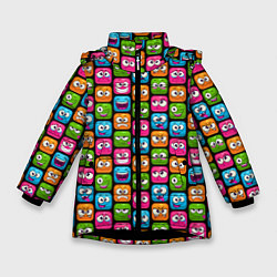 Куртка зимняя для девочки Эмоции, цвет: 3D-черный