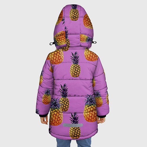 Зимняя куртка для девочки Ананасы / 3D-Черный – фото 4
