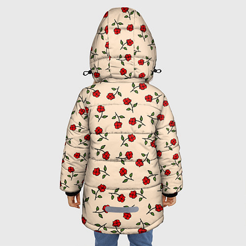 Зимняя куртка для девочки Прованс из роз / 3D-Черный – фото 4