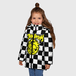 Куртка зимняя для девочки Элизиум рок группа клетка, цвет: 3D-черный — фото 2