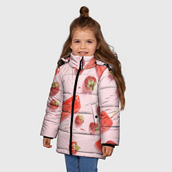 Куртка зимняя для девочки Мороженое и клубника, цвет: 3D-светло-серый — фото 2