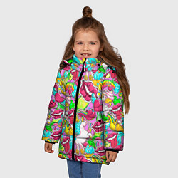 Куртка зимняя для девочки Губы фреш, цвет: 3D-красный — фото 2