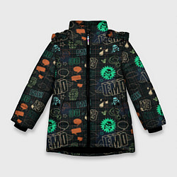 Куртка зимняя для девочки Граффити, цвет: 3D-черный