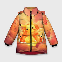 Куртка зимняя для девочки Пикачу на облачках, цвет: 3D-красный