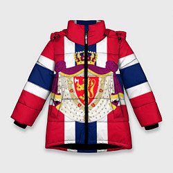 Куртка зимняя для девочки Норвегия Флаг и герб Норвегии, цвет: 3D-черный
