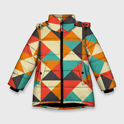 Куртка зимняя для девочки Треугольники, цвет: 3D-черный