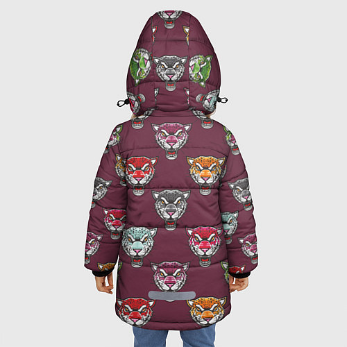 Зимняя куртка для девочки Дикие кошки / 3D-Черный – фото 4