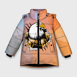 Куртка зимняя для девочки Орел 3D, цвет: 3D-черный